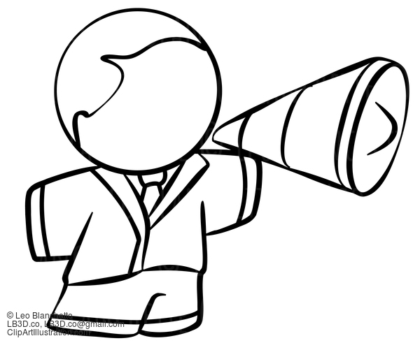 Line Drawing Of Business Man With Megaphone #23716