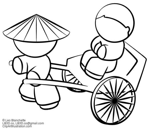 Line Drawing Of Chinese Rickshaw #23745