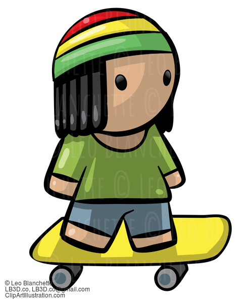 Rasta Kid On Skateboard #23751