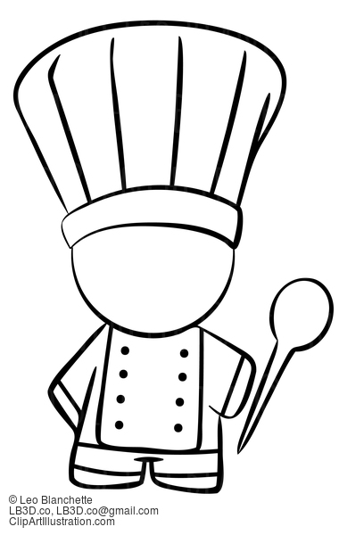 Line Drawing Of Cook With Wooden Spoon #23755