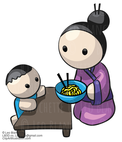 Japanese Mother Serving Child Saimin #23758