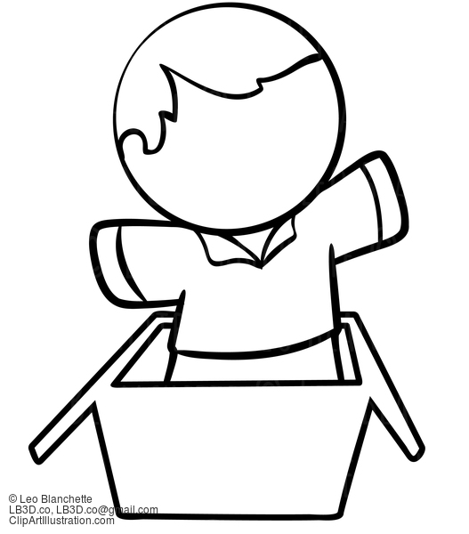 Line Drawing Of Man Jumping Out Of Box #23759