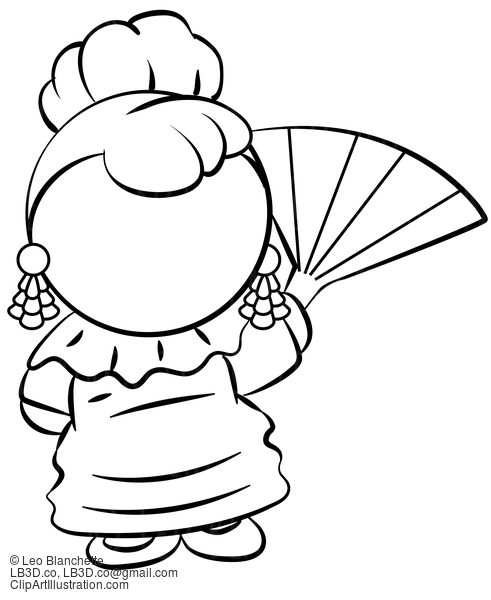 Line Drawing Of Spanish Lady #23762