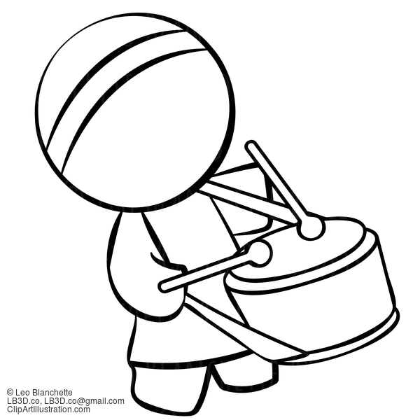 Line Drawing Of Chinese Man With Drums #23765