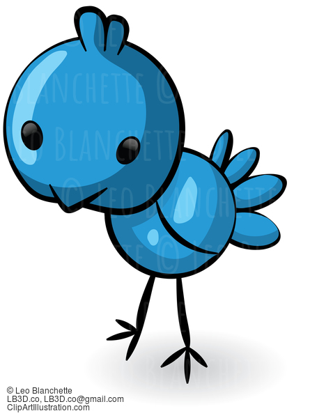 Cute Blue Bird Vector Cartoon #23766