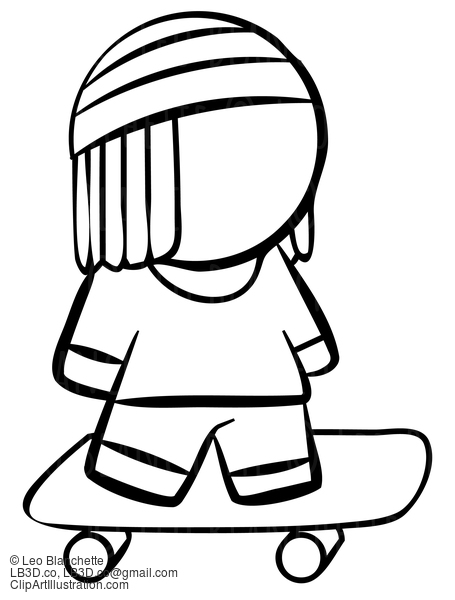 Line Drawing Of Kid Skateboarding #23795