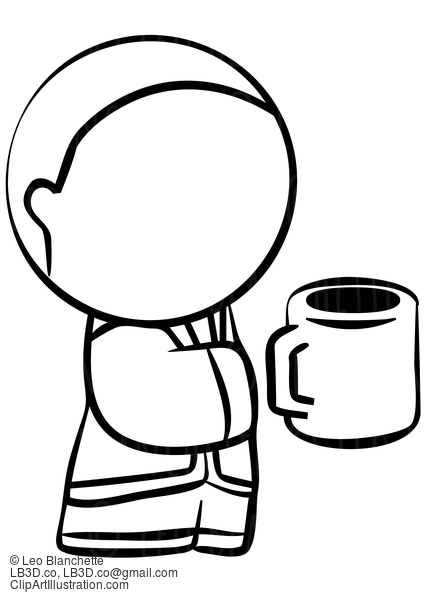 Line Drawing Of Man With Coffee Cup #23807