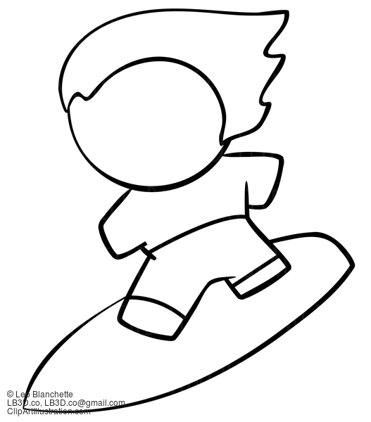 Line Drawing Of Surfer #23819