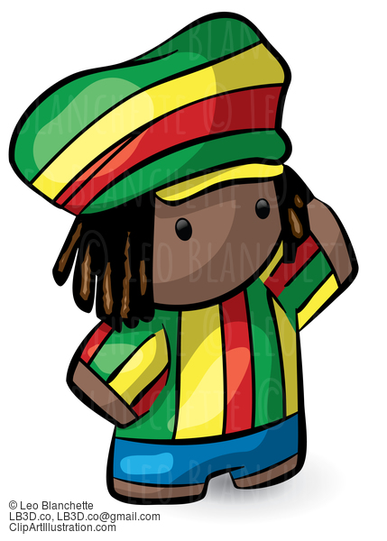 Rasta Hat Rastafarian Cute Dreadlocks Character #23821