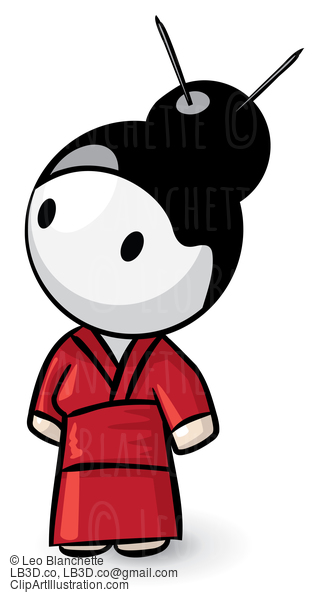 Little Geisha With Red Kimono #23822