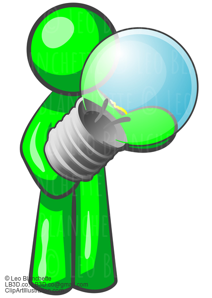 Green Man Holding Light Bulb #23875