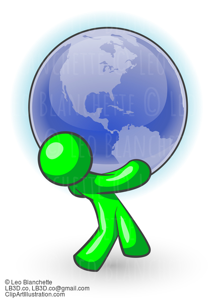 Green Man Carrying Globe #23885