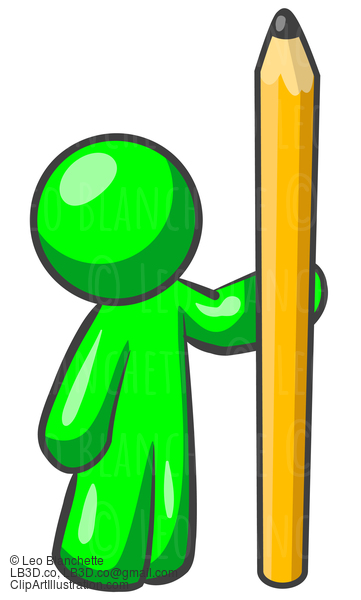 Green Man Holding Pencil #23895