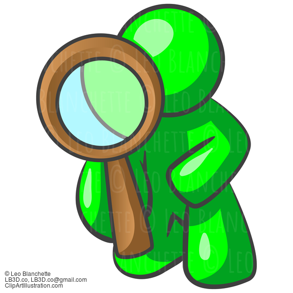 Green Man Looking Through Magnifying Glass #23899