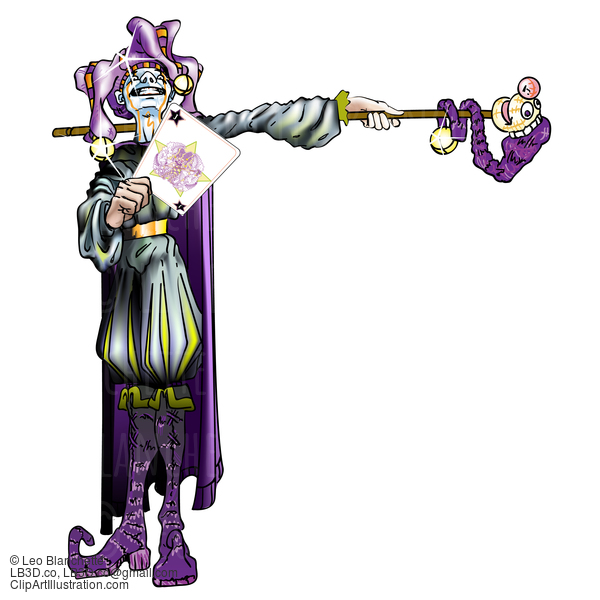 Jester Holding Joker Card #24399