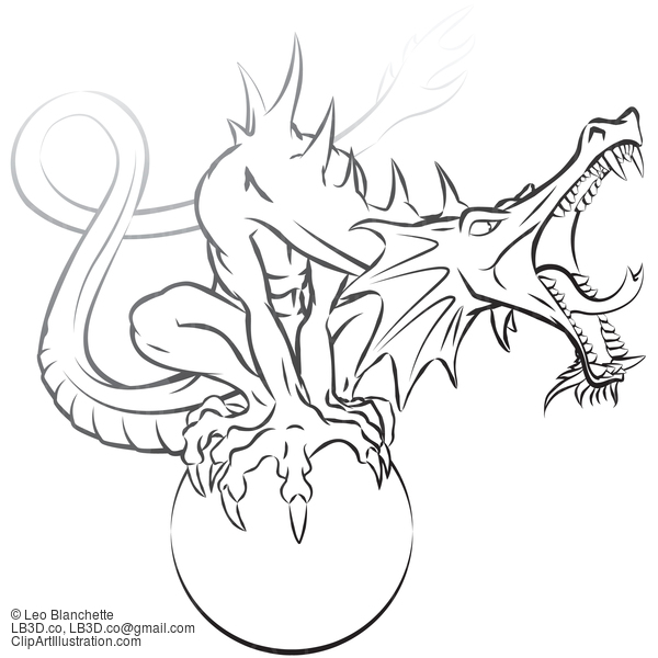 Dragon Perched On Orb #24409