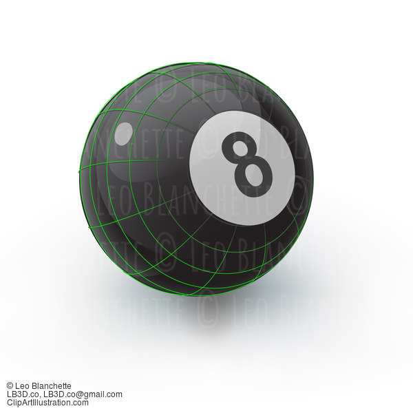 Glossy Eight Ball With Geometry Lines #24423