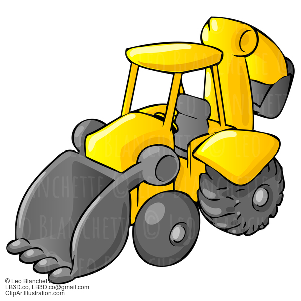 Backhoe Bulldozer Cartoon Style #24446