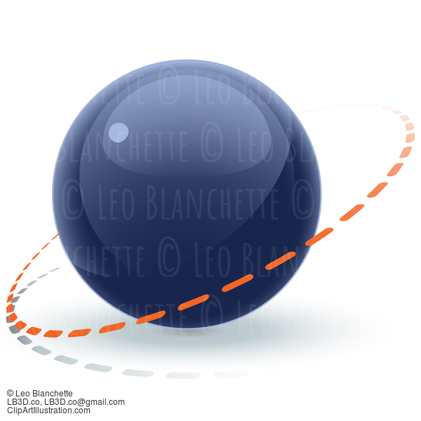 Glossy Blue Orb With Dotted Line #24478