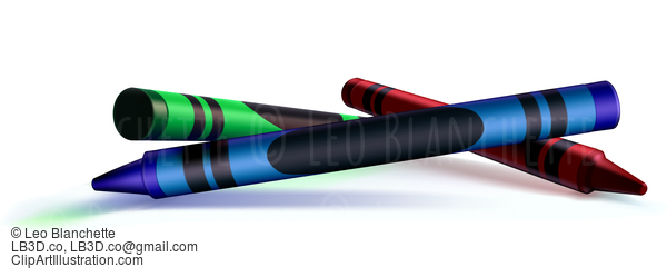 Red, Green, And Blue Crayons, White Background #24528