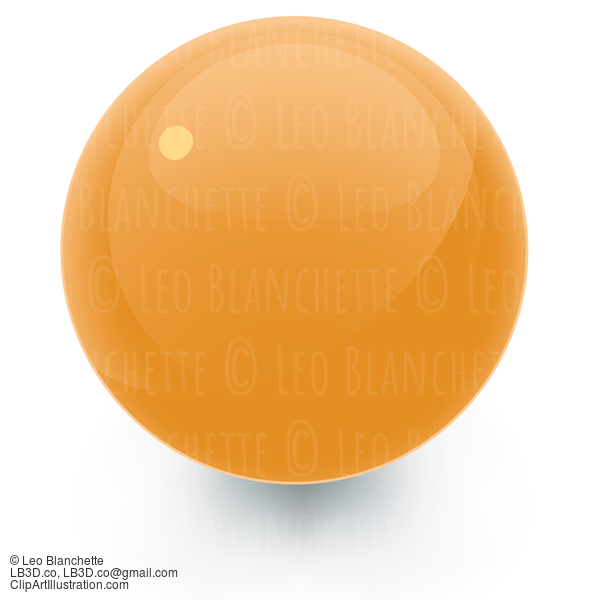 Orange Glossy Sphere With Shadow #24534