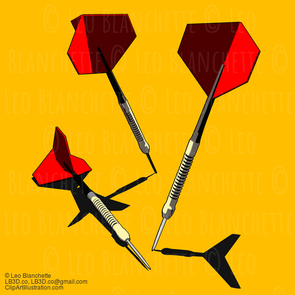 Red And Gold Darts On Orange Background #24537