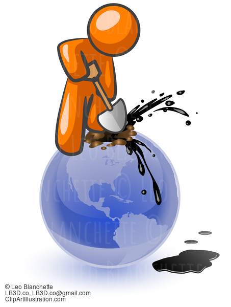 Orange Man Digging Oil #23910