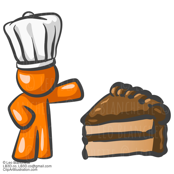 Orange Man Chef Showing Cake #23922
