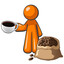 Orange Man with Coffee Cup and Coffee Bag