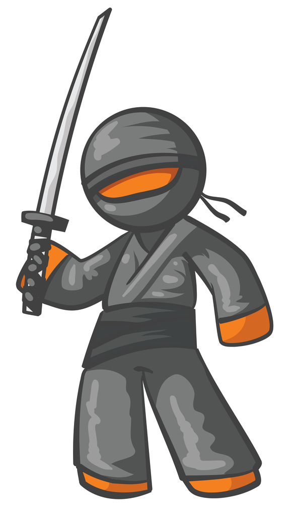 Orange Person Ninja Posing with Swords