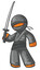 Orange Person Ninja Posing with Swords