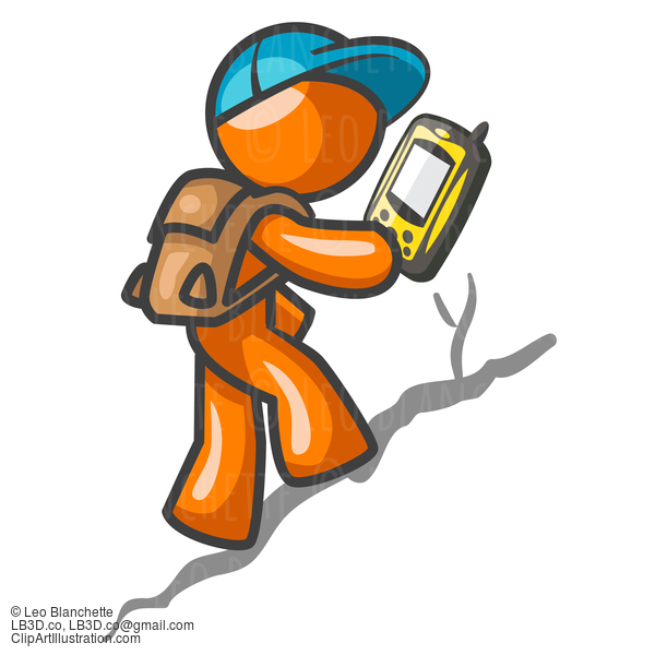 Orange Man Hiking With Gps #23978