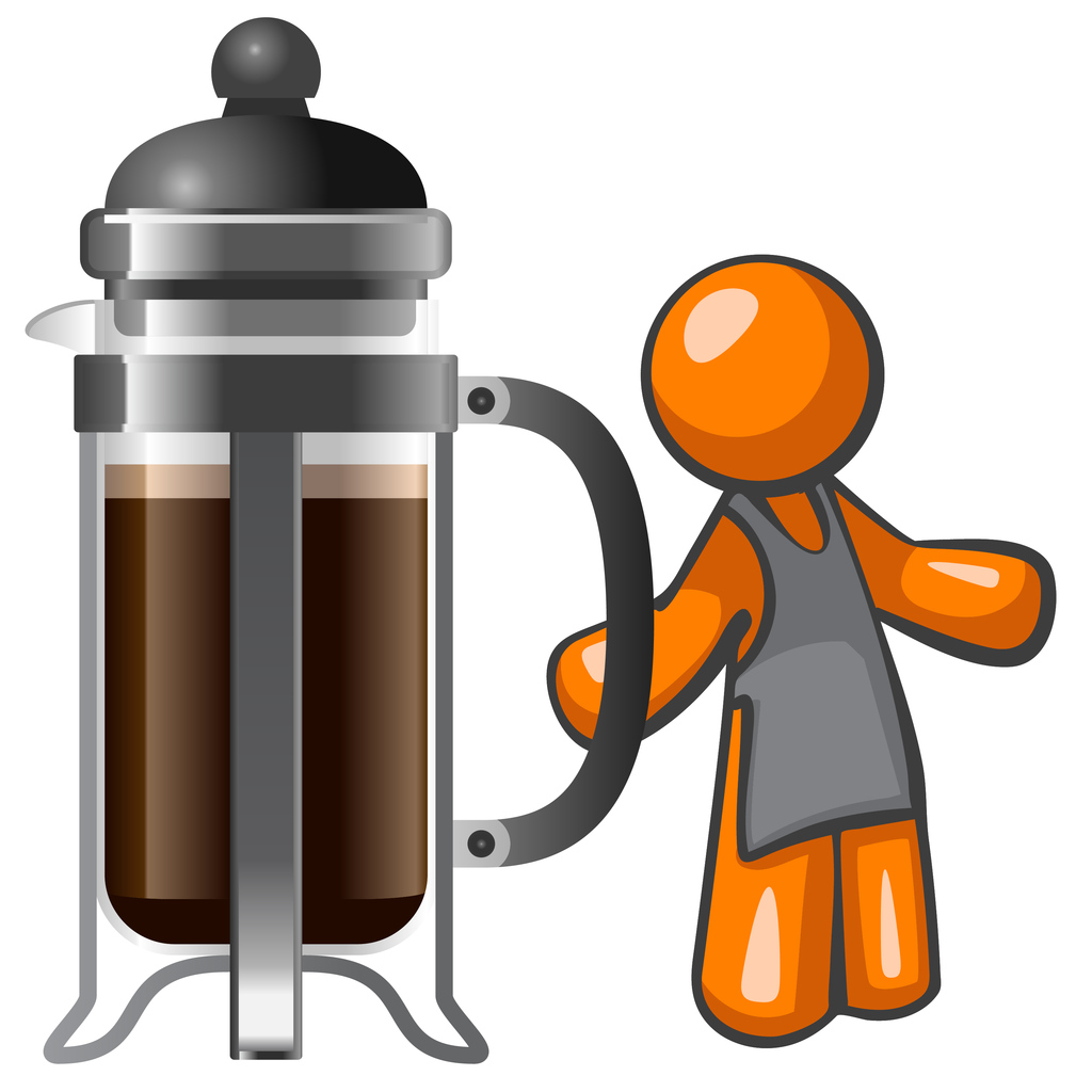 Orange Man with Large French Press