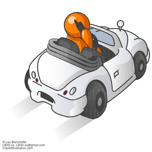 Orange Man Driving Car #23985