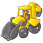 Under Construction Orange Man Driving Backhoe