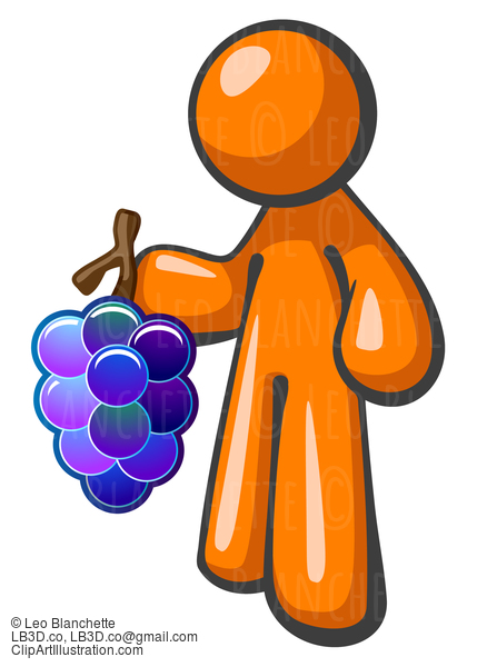 Orange Man Holding Grape Bunch #23991