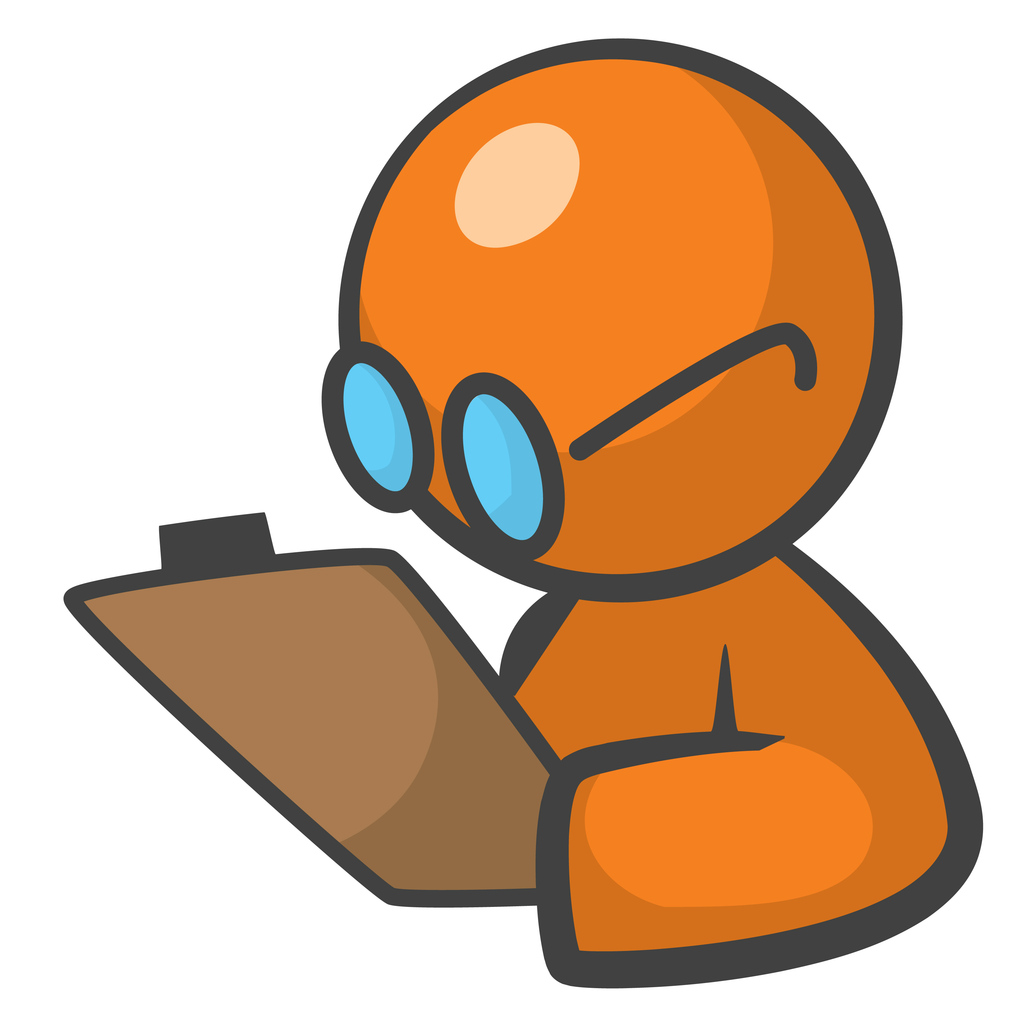 Orange Person Supervisor with Clipboard