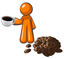 Orange Man with Coffee Cup and Coffee Beans