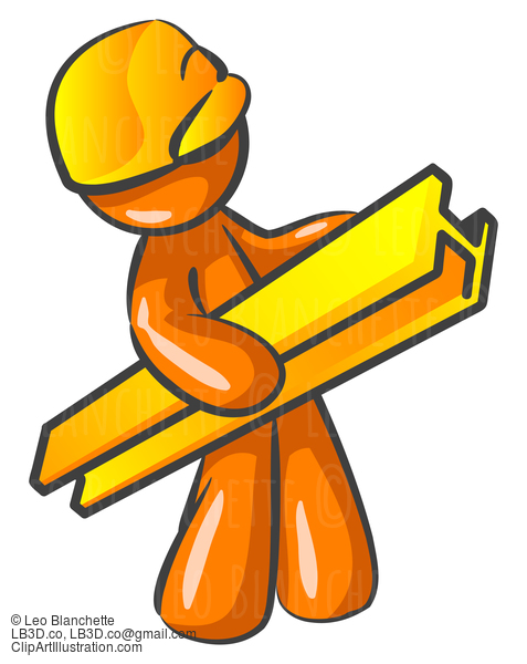 Orange Man Contractor Construction Worker #24034