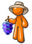 Orange Man with Grapes Vineyard Worker Hat