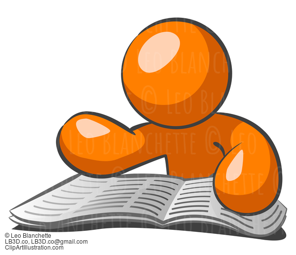Orange Man Browsing Want Ads #24052