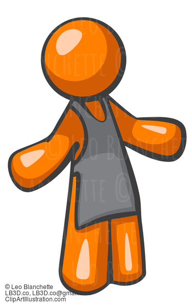 Orange Man Barista Or Waiter With Apron #24065