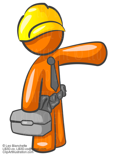 Orange Man Construction Worker Presenting #24069