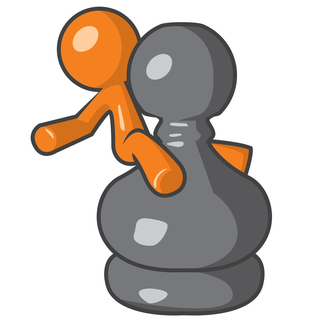 Orange Person on Giant Pawn