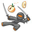 Orange Person Ninja Fighting a Peach