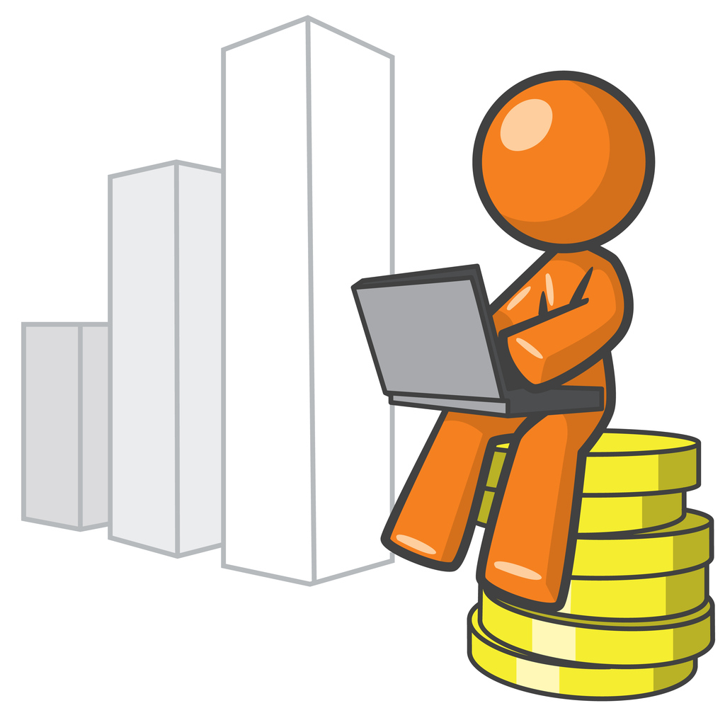Orange Person Business Man Graph and Money