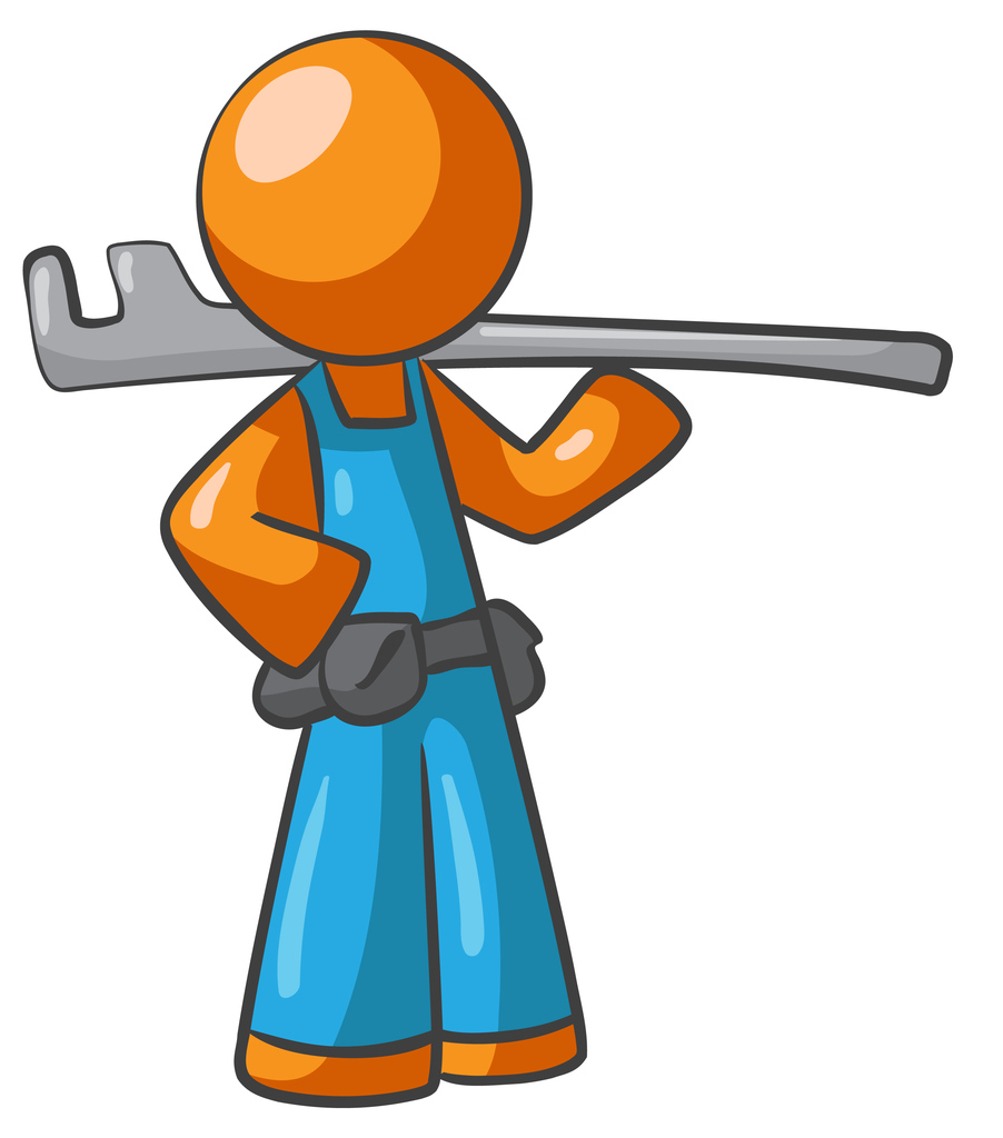 Orange Person Plumber with Wrench