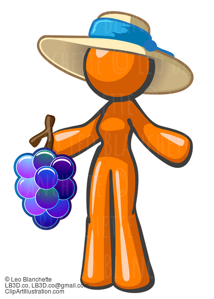 Orange Lady Holding Large Bunch Of Grapes #24098