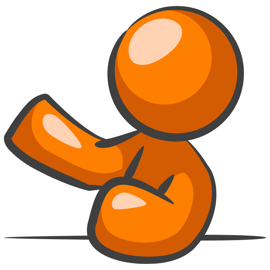 Orange Person Leaning on Table