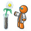 Orange Man Scientist with Test Tube and Daisy